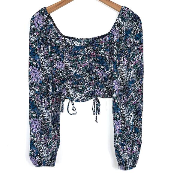 NWT Wild Fable Cropped Floral Bishop Sleeve Top Size XS - Picture 2 of 14
